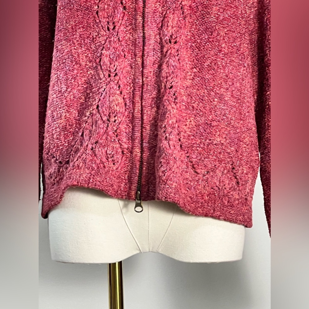 COLUMBIA Wool Cotton Blend Knit Outdoor Zip up Maroon Pink Sweater Size Small - Picture 4 of 15